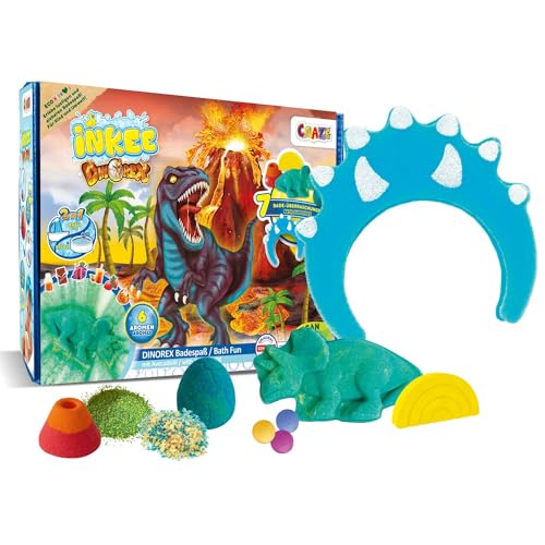 NKEE Dinosaur Bath Bomb Gift Set for Kids Age 3+ – 7 Bubble Bath Additives with Dino Bath Bombs, Bath Salts and Accessory – Fun Bath Toys and Surprise Gift for Children