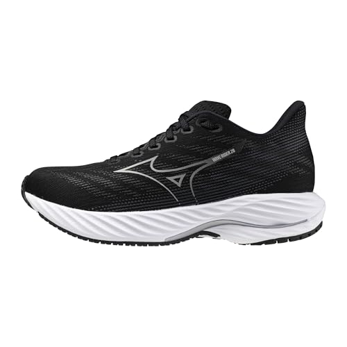 Mizuno Womens Wave Rider 28 Running Shoe, Black-Harbor Mist, 8.5