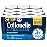 Cottonelle Ultra Clean Toilet Paper, 24 Family Mega Rolls for just $17.93 shipped