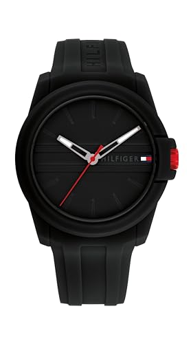 Tommy Hilfiger Casual 3H Quartz Watch - Sporty Silicone Wristwatch for Men - Water-Resistant up to 5 ATM/50 Meters - Premium Fashion for Everyday Wear - 44mm