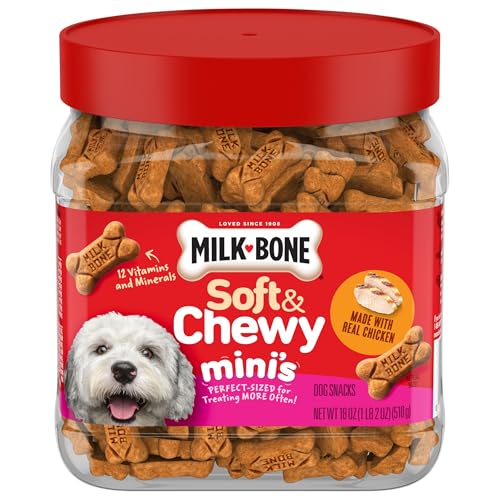 Milk-Bone Soft & Chewy Mini’s Dog Treats, Chicken, 18 Ounce Made with Real Chicken Breast