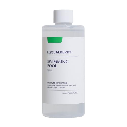 EQQUALBERRY Swimming Pool Toner - Korean Toner for Daily Exfoliating & Deep Hydration with Natural Enzyme Protease & Hyaluronic Acid, For Sensitive Skin, 10.14 Fl Oz (300ml)