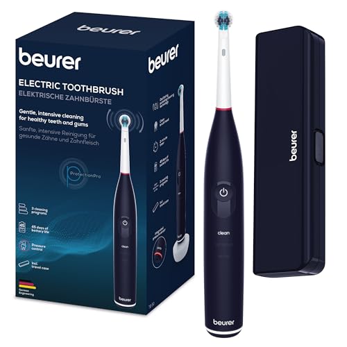 (-37%) Beurer TB 50 Elektrische Zahnbürste, 3 Reinigungsprogramme für Zahnpflege, oszillierend-pulsierende Putztechnologie zur Plaque Entfernung, integrierter Andrucksensor, Akku mit 45 Tage Laufzeit