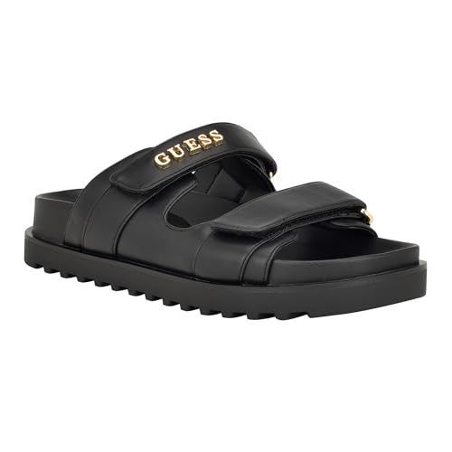 Guess Women's Fabulon Flat Sandal, Black, 6