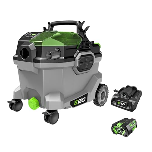 EGO Power+ Shop Vacuum Wet Dry, Car Vac, Portable Cordless Cleaner, 9 Gallon 110 CFM, Includes 56V 5.0Ah Battery and Charger - WDV0904