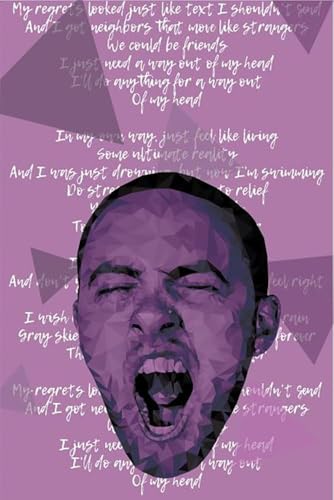 BUY ART FOR LESS Officially Licensed Mac Miller Purple Lyrics 24 x 36 Inch Art Poster - Decorative Print - Poster Paper - Ready to Frame