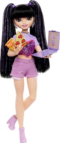 Barbie Dream Besties Doll & Accessories Playset, Renee with Long Black Hair, 11 Food & Video-Themed Pieces