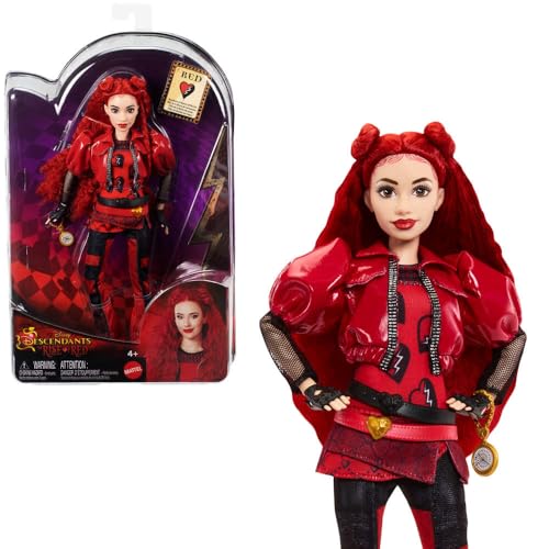 Mattel Disney Descendants: The Rise of Red Fashion Doll & Accessory – Red, Daughter of Queen of Hearts with Movie-Inspired Clothes & Pocket Watch