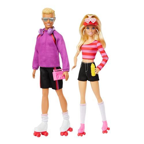 Barbie Fashionistas Set with 2 Fashion Dolls & 6 Accessories, Ken Roller-Skating Fashion Dolls, 65th Anniversary Collectible (Amazon Exclusive)