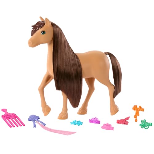 Barbie Horse & Accessories, Toys from Barbie Mysteries: The Great Horse Chase, Extra-long Mane for Brushing & Styling Fun (Styles May Vary), HXJ37