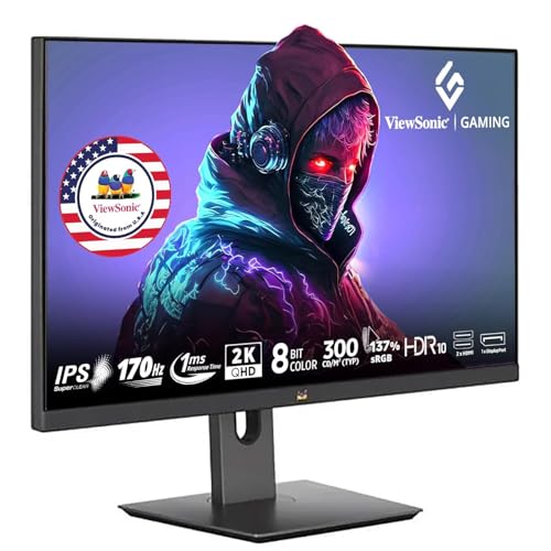 ViewSonic Gaming VX2758A-2K-PRO-2 55.88 cm 27" | 185 Hz| IPS QHD 2K Gaming Monitor | 1ms | HDR10| FreeSync | 137% sRGB | Height Adjustment |Swivel, Ti