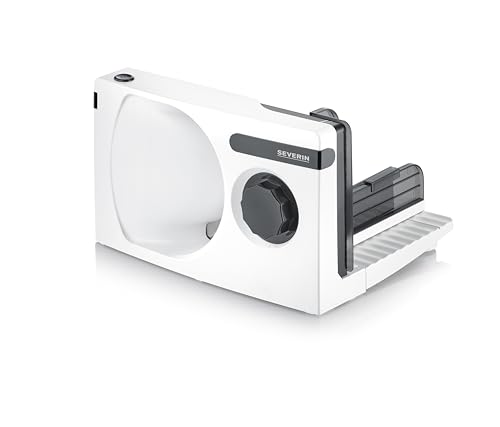 (-47%) Severin Allesschneider für Brot, Aufschnitt oder Käse, Brotschneidemaschine mit stufenlos einstellbarer Schnittstärke, Aufschnittmaschine mit Fingerschutz, weiß-schwarz, AS 3912