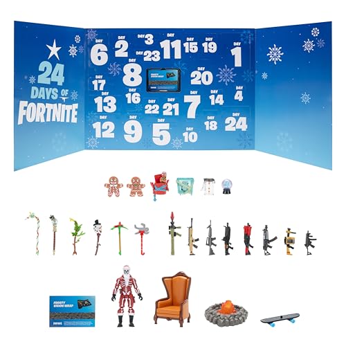 Fortnite 24 Days of Winterfest Advent Calendar - 4-Inch Figure with Weapons and Accessories plus Code for Bonus Virtual Item