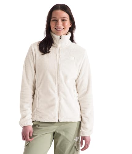 THE NORTH FACE Women�s Osito Full Zip Fleece Jacket (Standard & Plus Size) | Soft Fleece Coat with Elastic Bound Cuffs & Embroidered Logo, White Dune, Medium