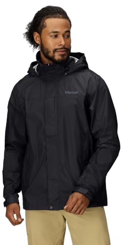 MARMOT Men's PreCip Eco Lightweight & Waterproof Rain Jacket, Black - Latest Collection, Large