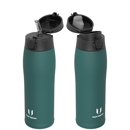 Sparrow Botella Agua Acero Inox - Botella Termica 750ml - 2 Tapas | Acero Inoxidable Cantimplora, Antifugas, Sin BPA, Apta lavavajillas, TwinSip, Escuela, Deportes, Cámping