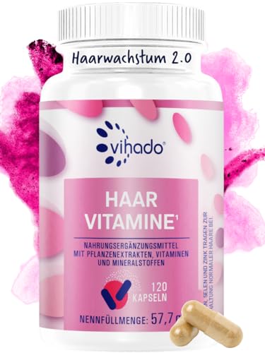 (-36%) Vihado Haar Vitamine 2.0 für Haarwachstum und gesunde Haare + Kopfhaut mit Biotin hochdosiert, 14 Wirkstoffe all in one, 120 Kapseln