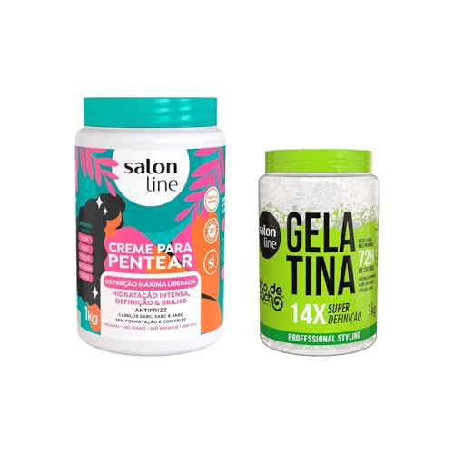 Salon Line, Kit Creme de Pentear, Definição Máxima + Gelatina Capilar, Super Definição, Vegano - Para Cabelos Ondulados, Cacheados e Crespos, 1 kg
