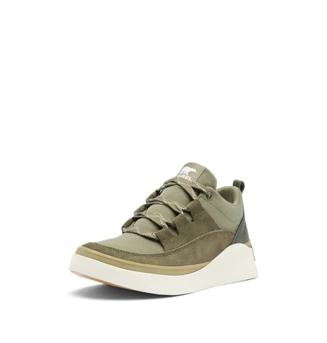 SOREL Women's Out N About lV Low Waterproof Sneaker - Stone Green, Chalk - 8