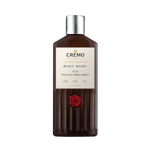 Cremo Body Wash Men, Notes of Italian Bergamot, Neroli Blossom, and Fresh Vetiver, Rich-Lathering Italian Bergamot, 16 Fl Oz