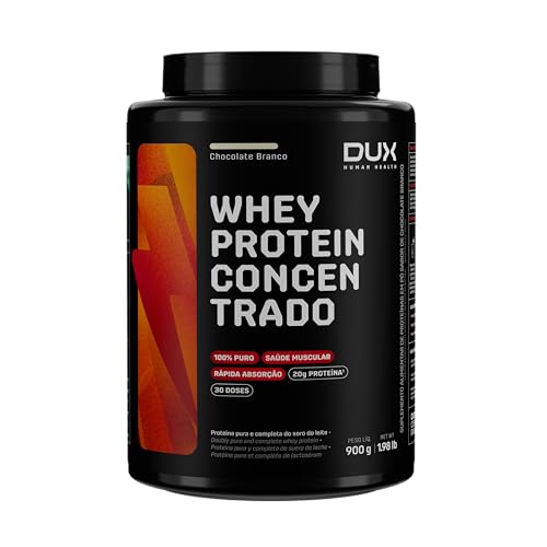 Whey Protein Concentrado Pote (900g), Chocolate Branco, Dux Human Health