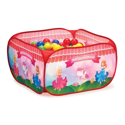 Styll Baby Piscina de Bolinhas com 40 Bolinhas Coloridas Princesas Encantadas Vermelha