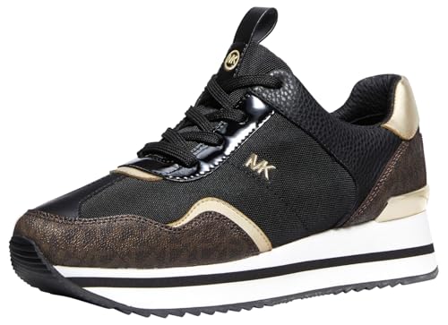 Michael Kors Women's Raina Trainer, Black/Brown, 9