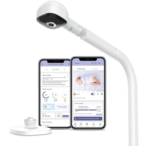 Hubble Connected SkyVision AI-Enhanced HD Smart Baby Monitor, 1 Camera, Mounts, Smart Rollover & Cry Detection, AI Sleep Report, 2-Way Talk, Night Vision, Nightlight & Sounds, Baby-Centric App
