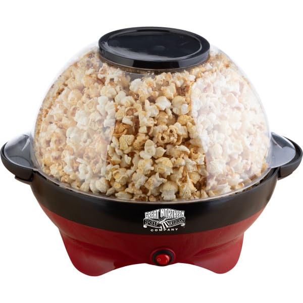 Popcorn Machine - 800W Electric Pop and Stir - 6-Quart Capacity Popcorn Maker with Built-In Stirrer and Serving Bowl by 
