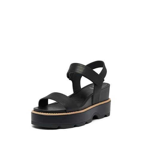 Sorel Women's Contemporary Wedge Sandal, Black/Sea Salt, 8