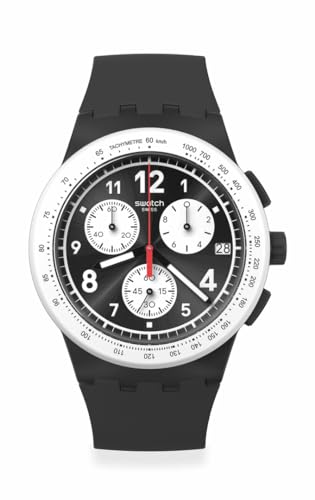 Swatch Chrono 42 Unisex Watch Dress Stainless Steel Black Automatic Waterproof Nothing Basic About Black