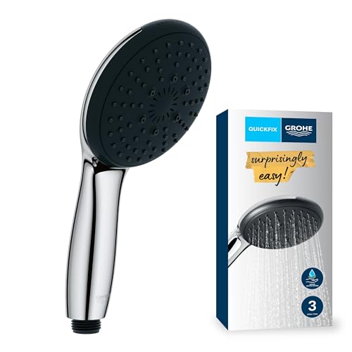 GROHE Vitalio Start 110 - Hand Shower (Round 11 cm Shower Head 3 Sprays: Rain, Jet and Massage, Anti-Limescale System, Silicone Ring, Universal Mounting System, Water Saving), e, 26031001