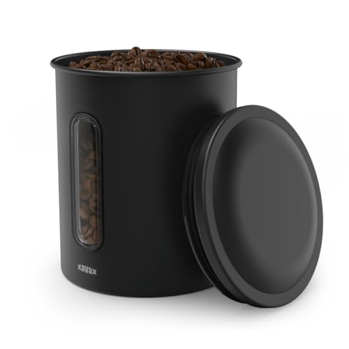 (-32%) Xavax Kaffeedose luftdicht 500g (Kaffeedose, aromadichte Vorratsdose, Aromadose, Kaffee Behälter, Vorratsdose, Aufbewahrungsdose, für Kaffeebohnen und Kaffeepulver) matt schwarz