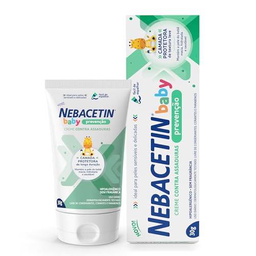 Creme Contra Assaduras Nebacetin Baby Prevenção - Pele Macia Hidratada e Saudável, Para Peles Sensíveis e Delicadas, Cre...