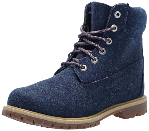 Timberland Women's Premium 6 Inch Lace Up Boot, Dark Blue Canvas, 6.5 Wide