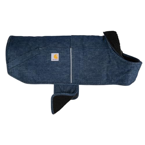 Carhartt Firm Duck Dog Chore Coat, Insulated Weather Resistant Jacket for Cold and Windy Conditions, Denim, Large