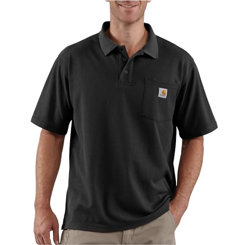 Carhartt Men's Loose Fit Midweight Short-Sleeve Pocket Polo, Black, XX-Large