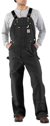 Carhartt Men's Loose Fit Firm Duck Bib Overall, Black, 34 x 32