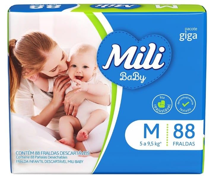 Mili Fralda Infantil Baby Tamanho M, Proteção Diária,…