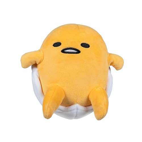 Jazwares Hello Kitty and Friends - 8” Gudetama Squishy Plush Relaxing in an Egg Shell - Officially Licensed Sanrio Product Ages 6+