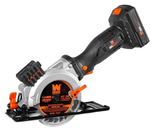 WEN 20604 20V Max 4-1/2" Mini Cordless Circular Saw with Battery