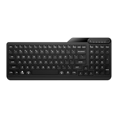 HP 460 Multi-Device Bluetooth Keyboard,Multi-OS,Slim Design(Full numpad),Upto 12 programmable Shortcut Keys, 2 AAA Batteries for 24 Months of Producti
