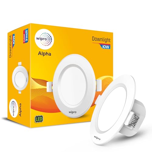Wipro Garnet 10W Round Downlight Junction Box | Green | Glare-Free Design | Recessed Downlighter for False Ceiling | Surge Protection upto 4Kv | Cutou