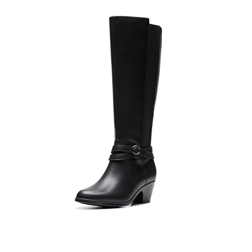 Clarks Women's Emily2 Dream Knee High Boot, Black Leather, 8