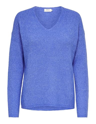 (-43%) ONLY Damen ONLCAMILLA V-Neck L/S Strickpullover KNT 15204588, Ultramarine/Detail:Melange,XS