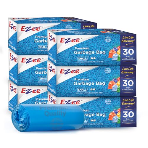 Ezee Blue Garbage Bags Small 90 Pcs | 30 Pcs x Pack of 3 Rolls | 17 x 19 Inch