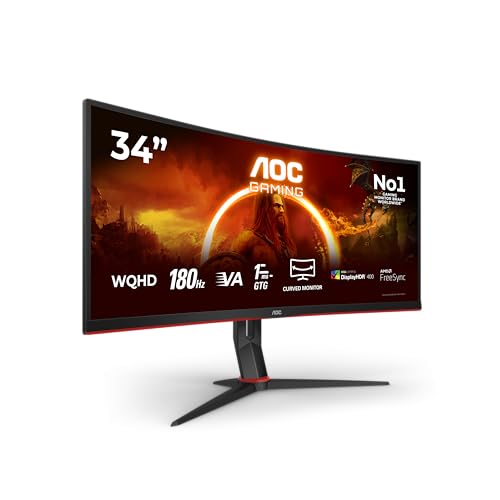(-36%) AOC Gaming CU34G2XP - 34 Zoll WQHD Curved Monitor, 180 Hz, FreeSync Prem., HDR400 (3440x1440, 1ms GtG, HDMI, DisplayPort, USB Hub) schwarz-rot