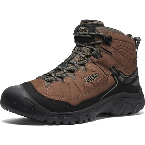 KEEN Men's Targhee 4 Mid Height Durable Comfortable Waterproof Hiking Boots, Bison/Black, 10 WIDE