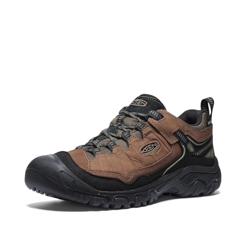 KEEN Men's Targhee 4 Low Height Durable Comfortable Waterproof Hiking Shoes, Bison/Black, 10.5