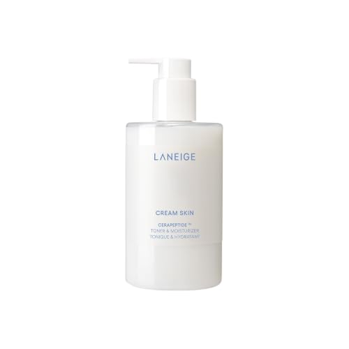 LANEIGE Cream Skin Face Hydrating Milky Toner: Lightweight Refillable Korean Toner & Moisturizer with Ceramides & Peptides for Soothing Hydration & Ba